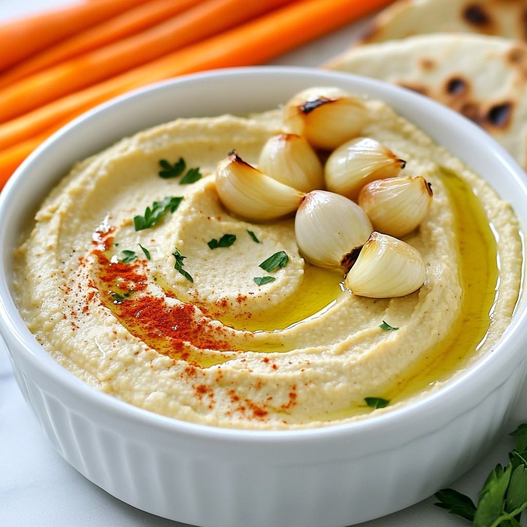 Creamy Roasted Garlic Hummus Flavorful Dip Recipe