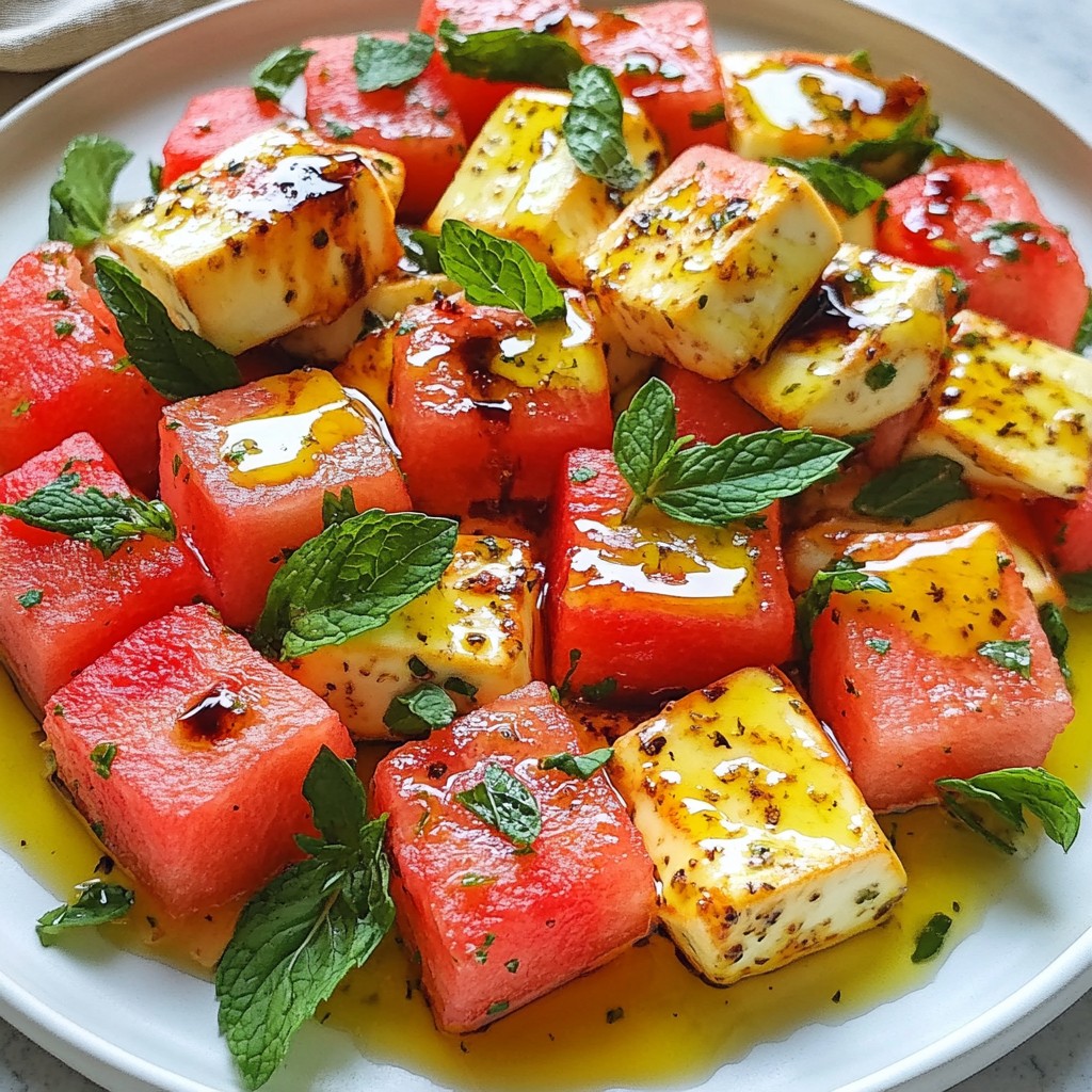 Haloumi & Watermelon Mint Salad Fresh and Flavorful Dish