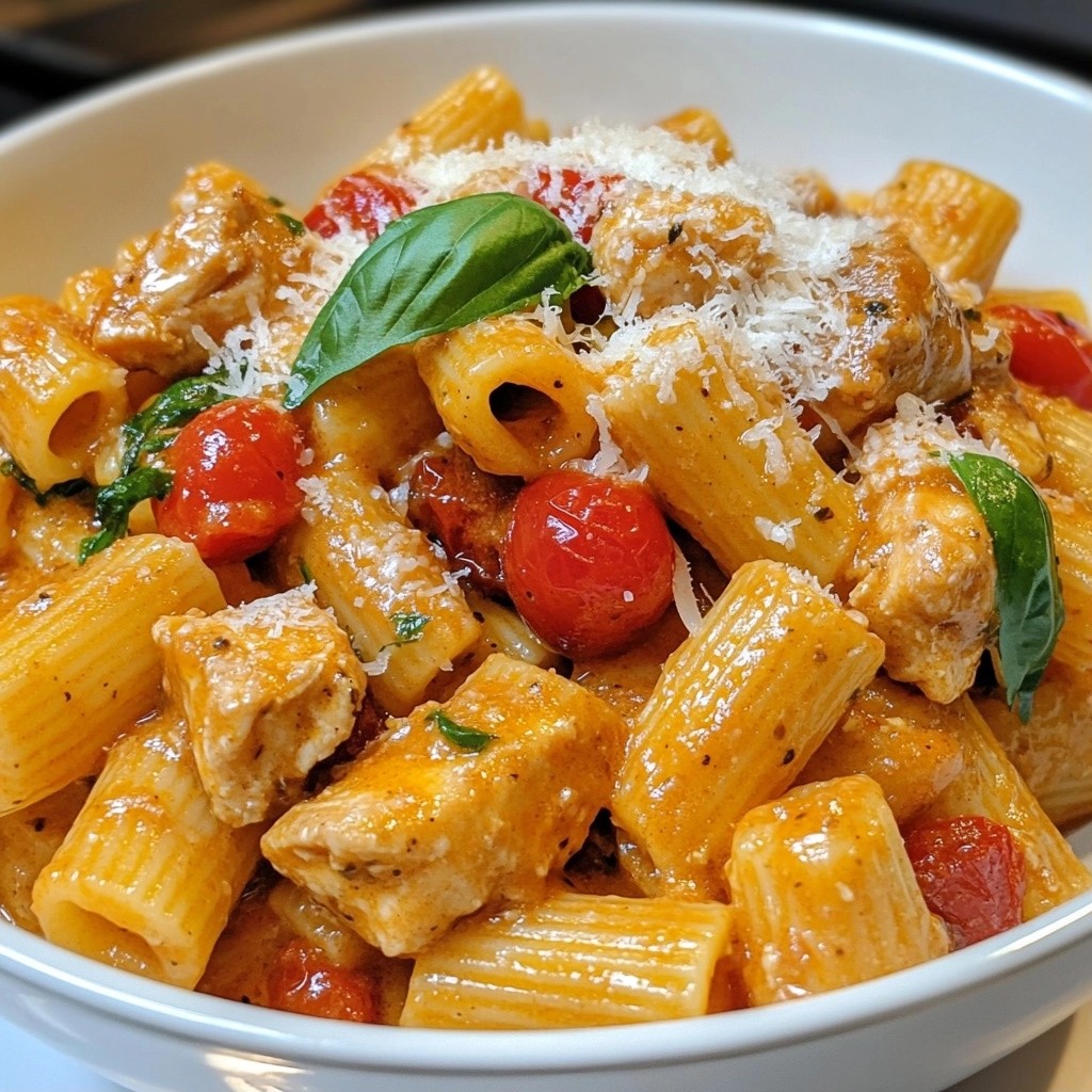 Creamy Instant Pot Balsamic Chicken Rigatoni Dish