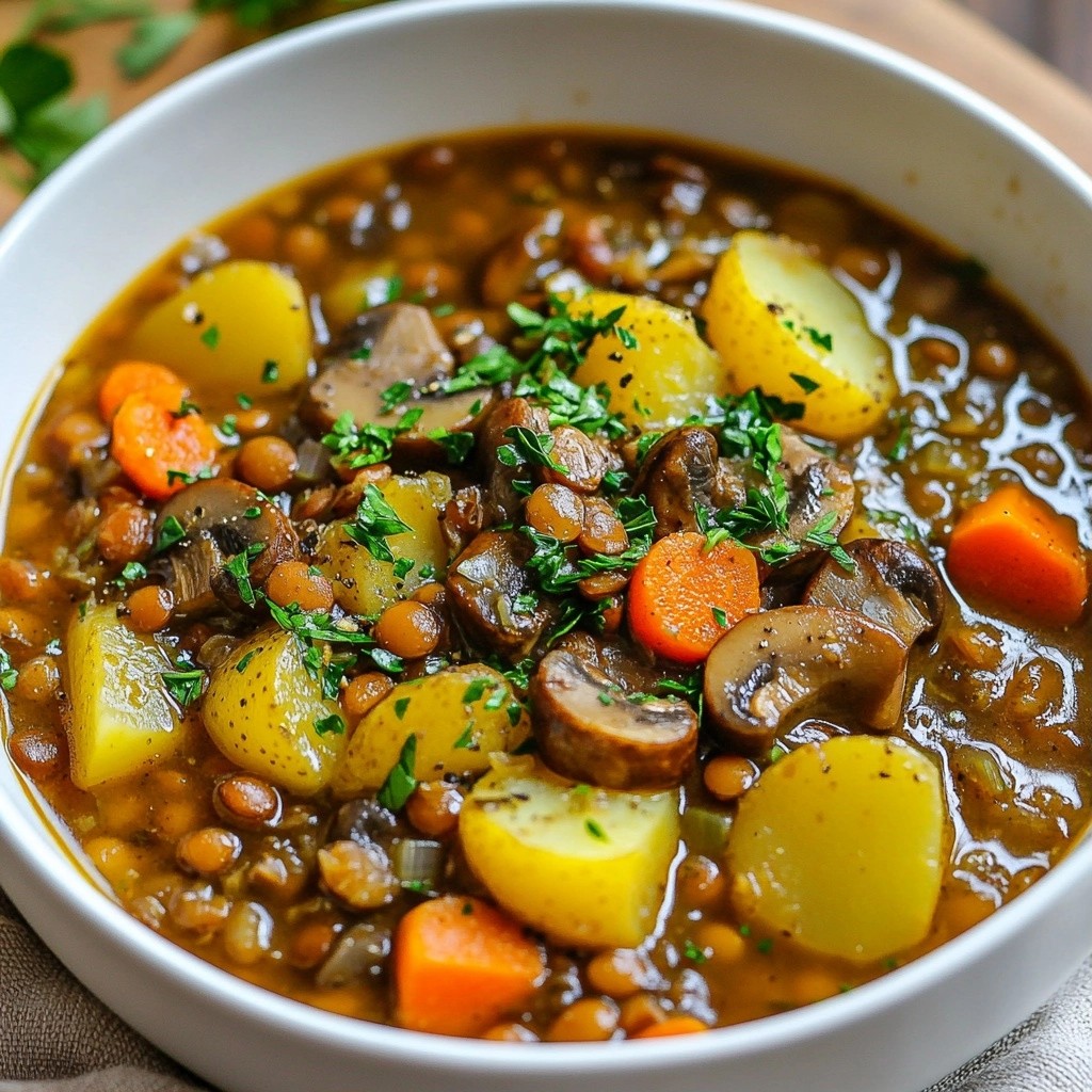 Hearty Instant Pot Lentil Mushroom Stew Simple Meal