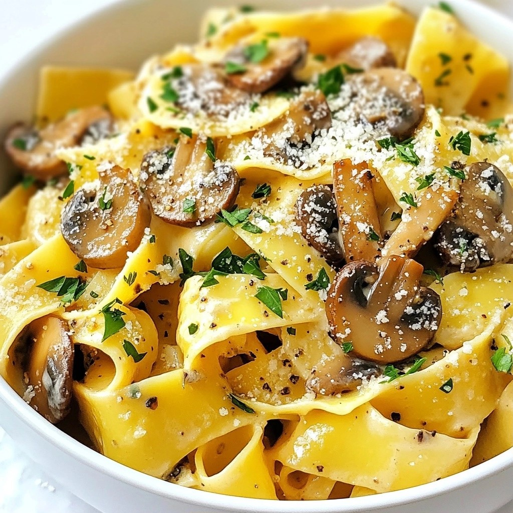 Creamy Instant Pot Roasted Garlic Mushroom Pappardelle