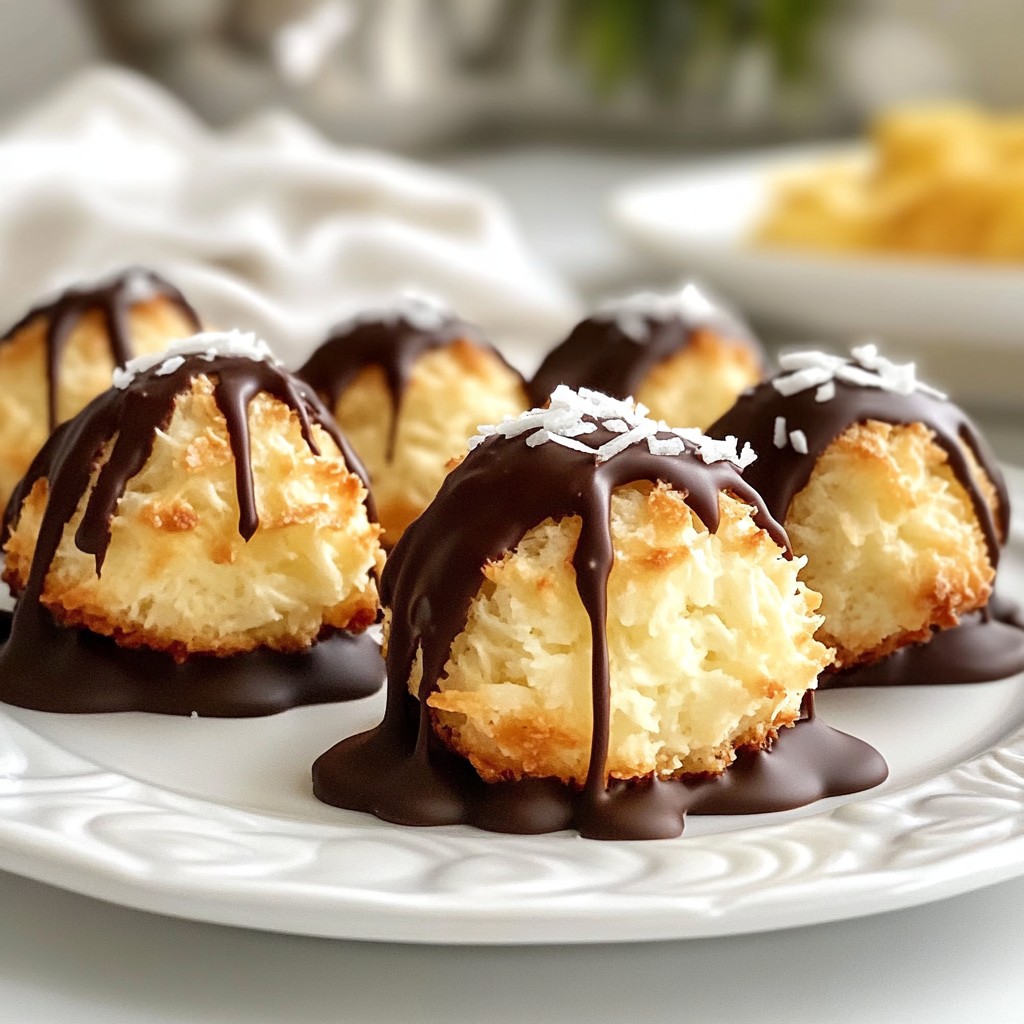 Chocolate Dipped Coconut Macaroons Delightfully Sweet