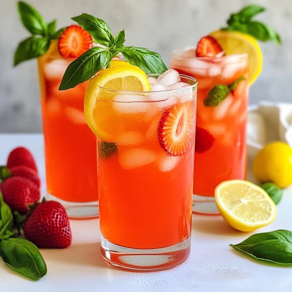 Strawberry Basil Lemonade Refreshing Summer Drink