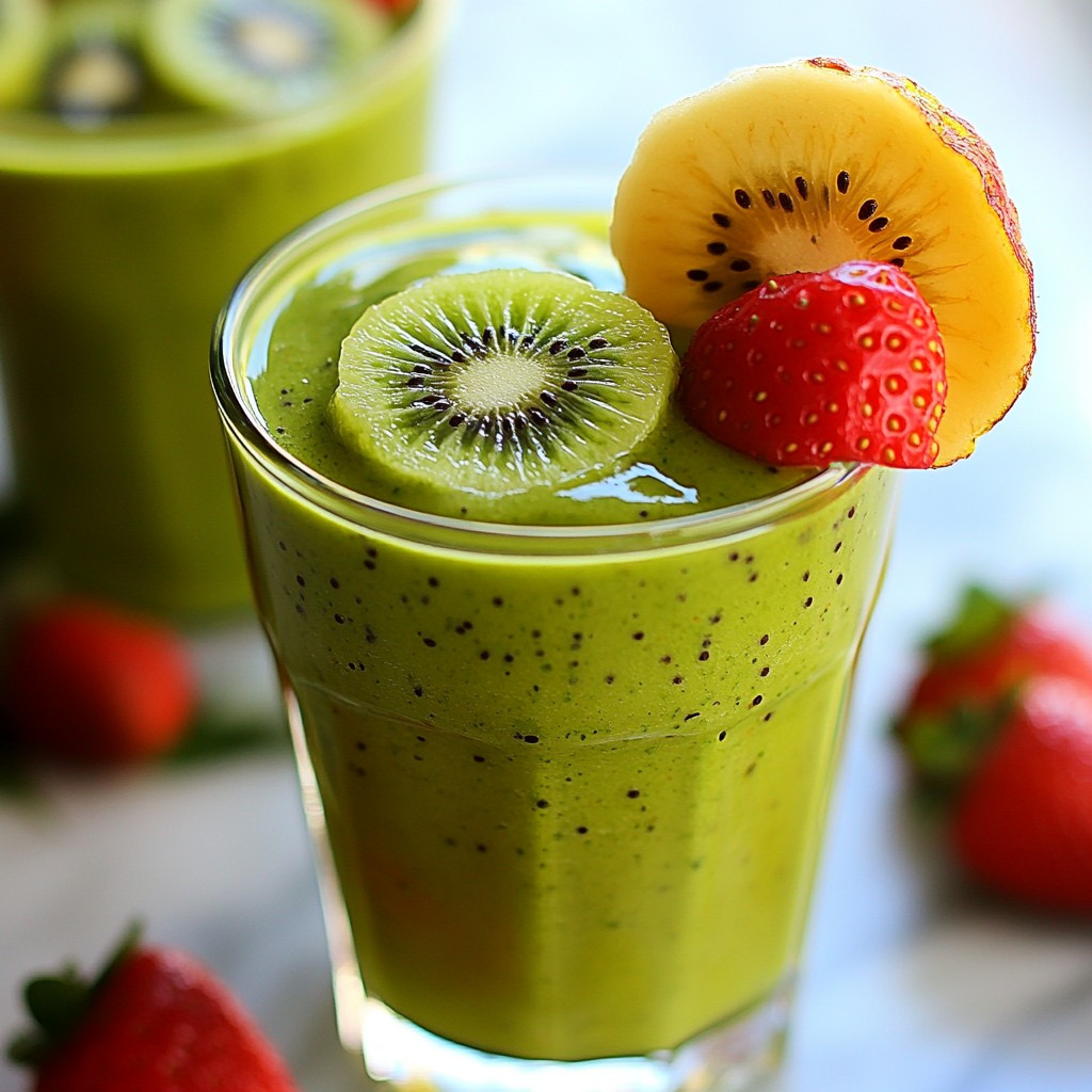 Strawberry Kiwi Spinach Smoothie Fresh and Tasty Drink
