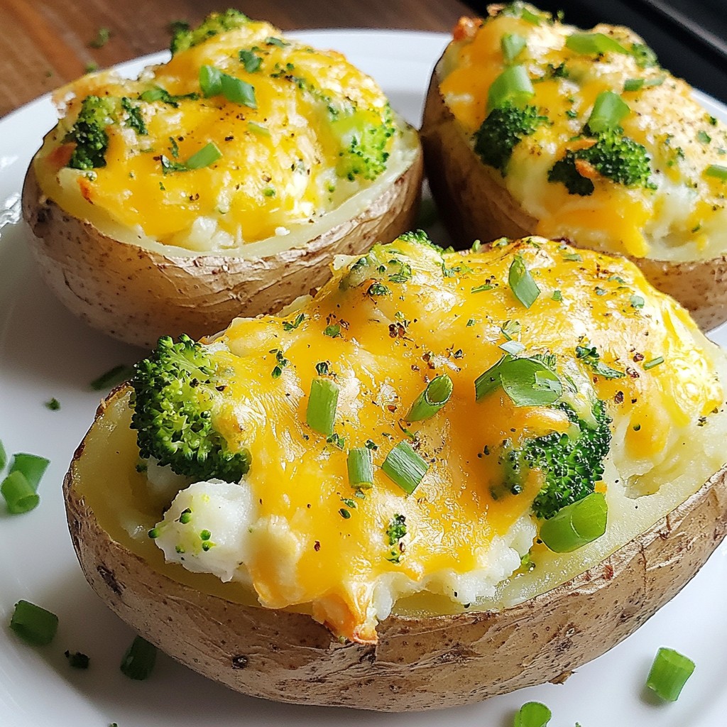 Broccoli Cheddar Twice Baked Potatoes Savory Delight